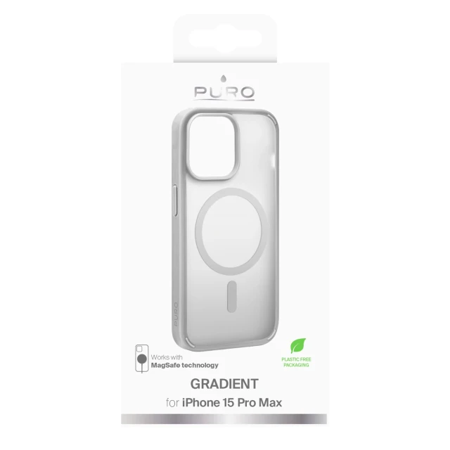 Чохол Puro Gradient для iPhone 15 Pro Max Silver with MagSafe (8018417455919)