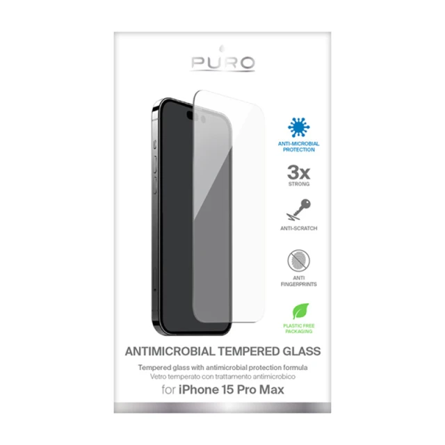 Захисне скло Puro Anti-Bacterial для iPhone 15 Pro Max (PUSDGABIPHONE15P67)