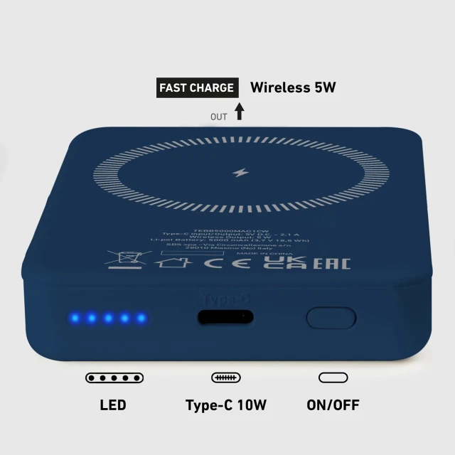 Powerbank SBS TEBB5000MAG1CB 5000 mAh Blue with MagSafe (8018417464805)