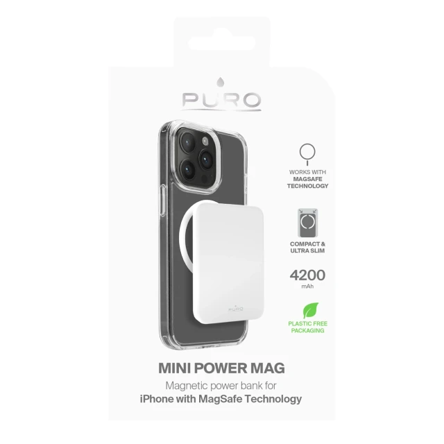Powerbank Puro Slim Power Mag 4200mAh USB-C White with MagSafe (8018417464997)