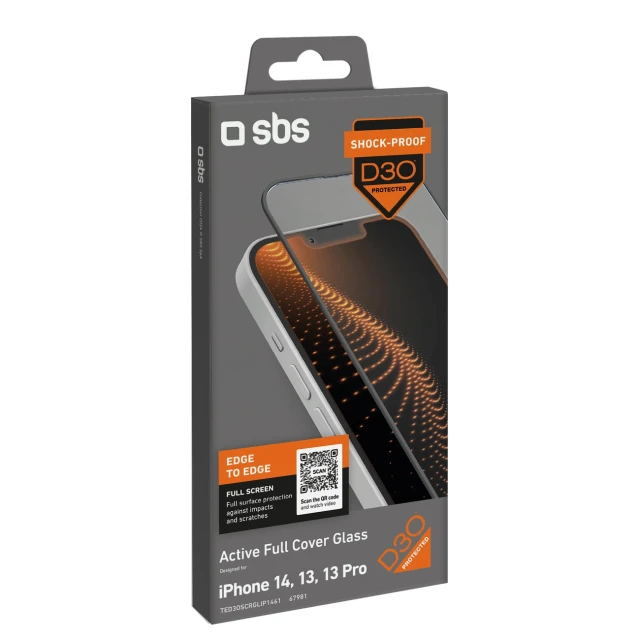 Захисне скло SBS Tempered Glass D3O з рамкою для iPhone 14 | 13 Pro | 13 (8018417467981)