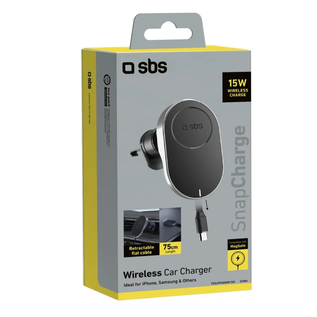 Тримач SBS TESUPP15WRETRACABL зі згортаним кабелем Black with MagSafe (8018417468063)