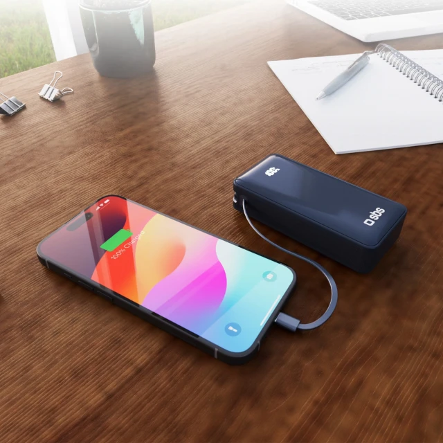 Powerbank SBS 10000mAh 20W з вбудованим кабелем USB-C Grey (8018417481376)