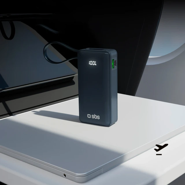 Powerbank SBS 10000mAh 20W з вбудованим кабелем USB-C Grey (8018417481376)