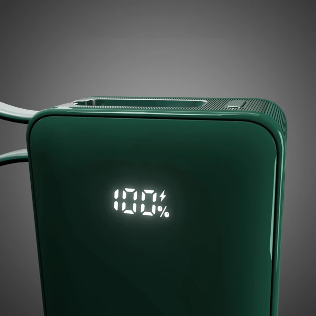 Powerbank SBS 10000 mAh 20W з вбудованим кабелем USB-C Green (8018417481383)