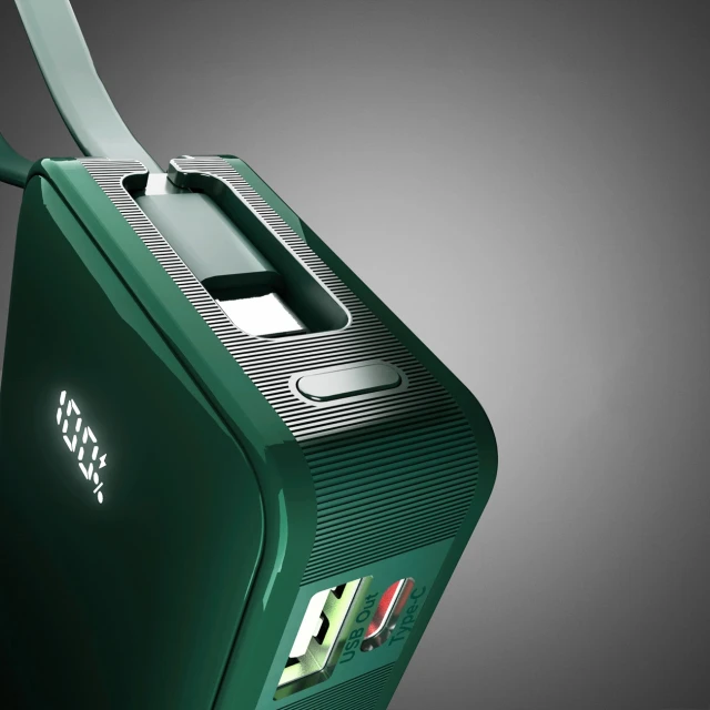 Powerbank SBS 10000 mAh 20W з вбудованим кабелем USB-C Green (8018417481383)