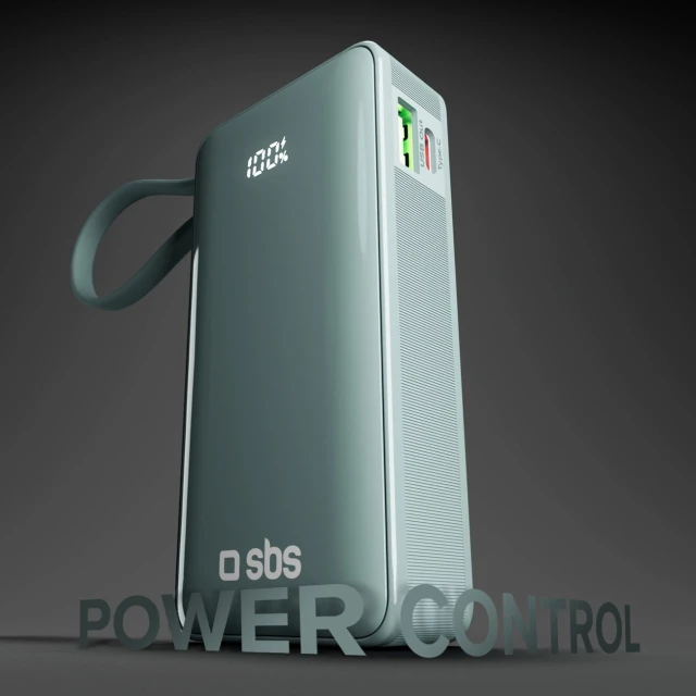 Powerbank SBS 10000 mAh 20W з вбудованим кабелем USB-C та цифровим дисплеєм Grey (8018417481406)