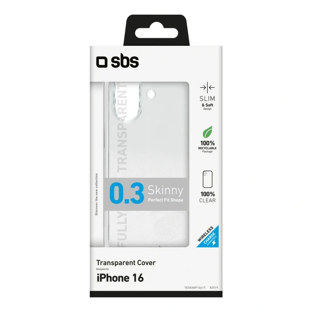 Чехол SBS Skinny Cover для iPhone 16 Clear (8018417482519)