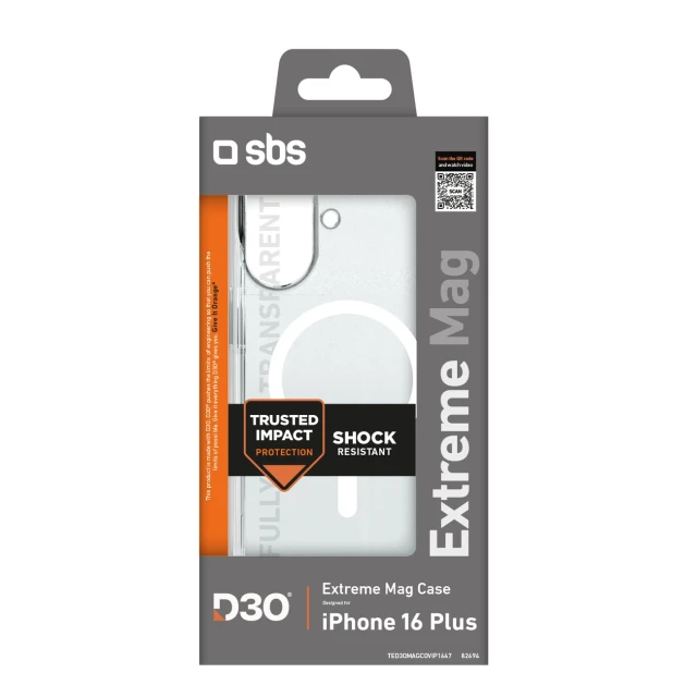 Чохол SBS Extreme Mag D3O MagSafe для iPhone 16 Plus Clear with MagSafe (8018417482694)