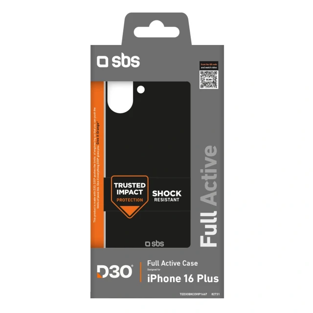 Чехол SBS Full Active D3O для iPhone 16 Plus Black (8018417482731)