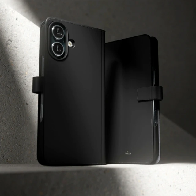 Чехол Puro Wallet Detachable 2в1 для iPhone 16 Black with MagSafe (8018417485091)