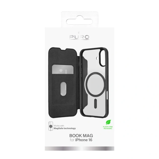 Чохол Puro Book Mag для iPhone 16 Black with MagSafe (8018417485138)