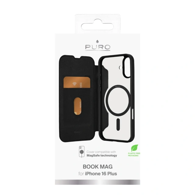 Чохол Puro Book Mag для iPhone 16 Plus Black with MagSafe (8018417485145)