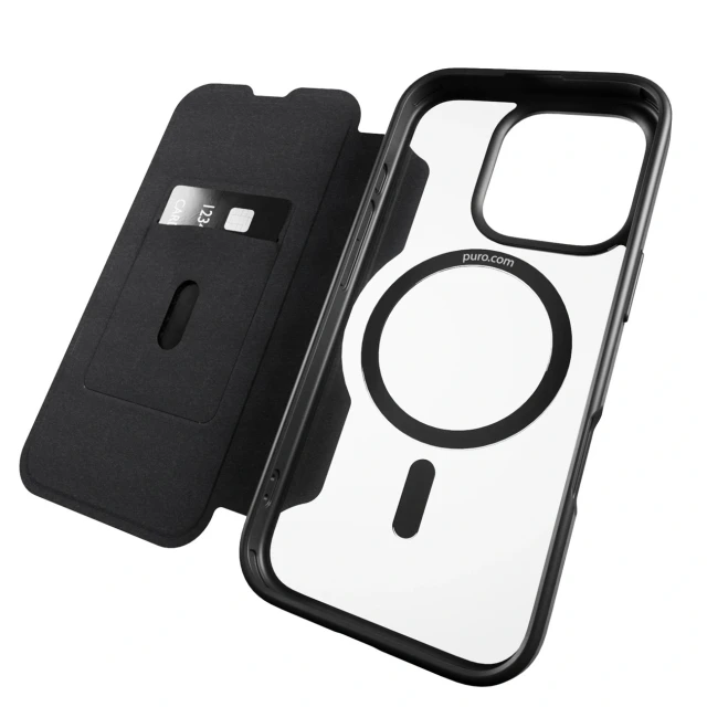 Чохол Puro Book Mag для iPhone 16 Pro Black with MagSafe (8018417485152)