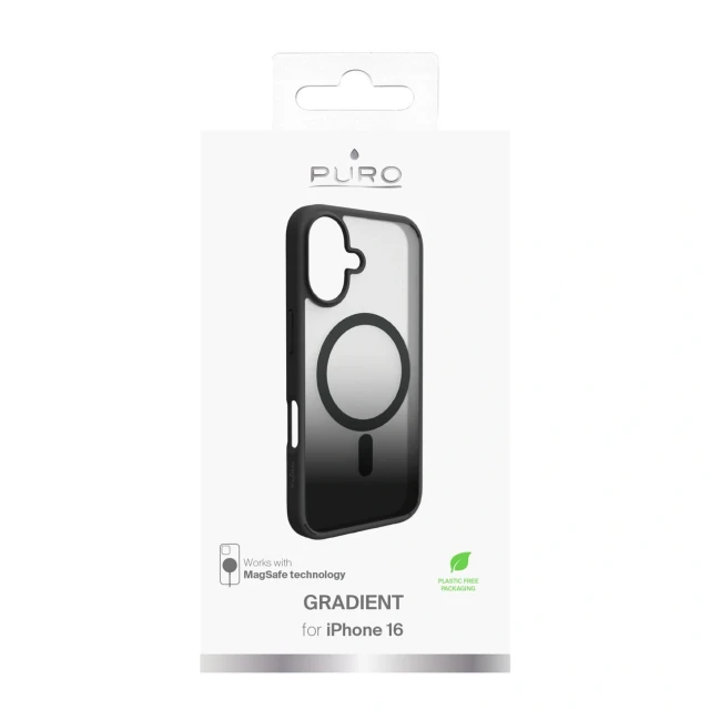 Чохол Puro Gradient для iPhone 16 Black with MagSafe (8018417485299)