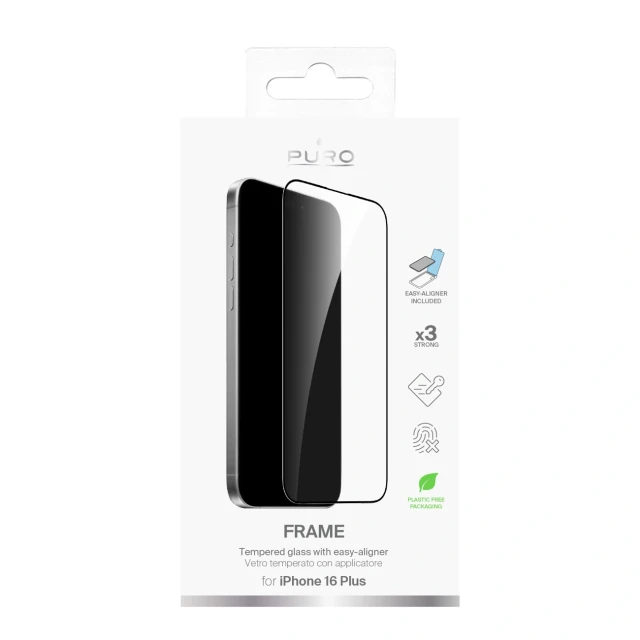 Захисне скло Puro Frame Tempered Glass для iPhone 16 Plus (8018417486388)