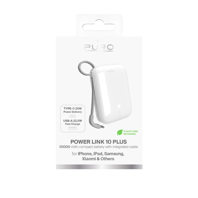 Powerbank Puro Power Link 10 Plus 10000 mAh USB-C White (8018417490545)