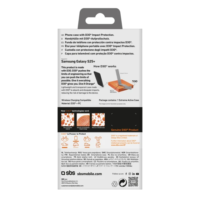 Чехол SBS D3O для Samsung Galaxy S25 Plus Clear (8018417498237)