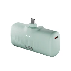 Powerbank SBS EcoPower 5000 mAh 10W со встроенным портом USB-C Green (TEBB5000PLUGLBGRS)