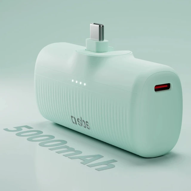 Powerbank SBS EcoPower 5000 mAh 10W з вбудованим портом USB-C Green (TEBB5000PLUGLBGRS)