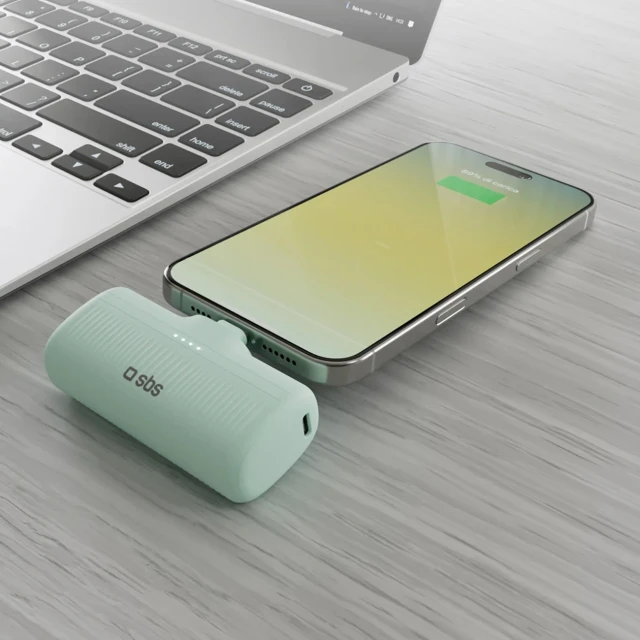 Powerbank SBS EcoPower 5000 mAh 10W з вбудованим портом USB-C Green (TEBB5000PLUGLBGRS)