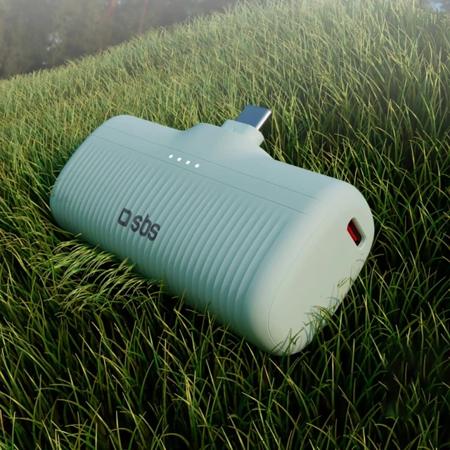 Powerbank SBS EcoPower 5000 mAh 10W з вбудованим портом USB-C Green (TEBB5000PLUGLBGRS)