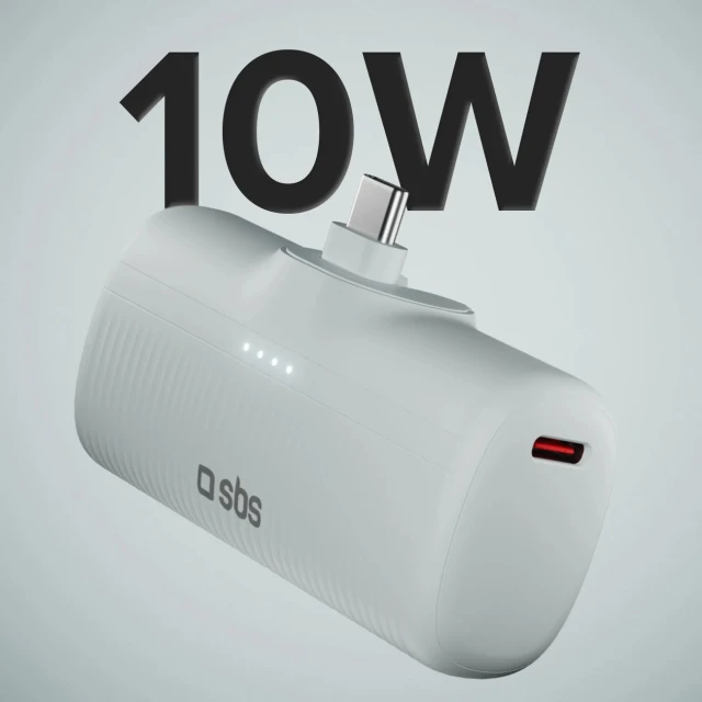 Powerbank SBS EcoPower 5000 mAh 10W со встроенным портом USB-C Grey (TEBB5000PLUGLGGRS)