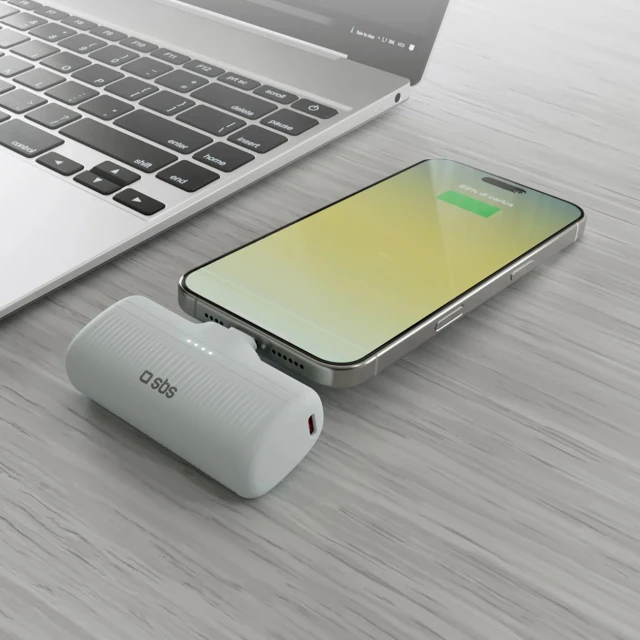 Powerbank SBS EcoPower 5000 mAh 10W со встроенным портом USB-C Grey (TEBB5000PLUGLGGRS)