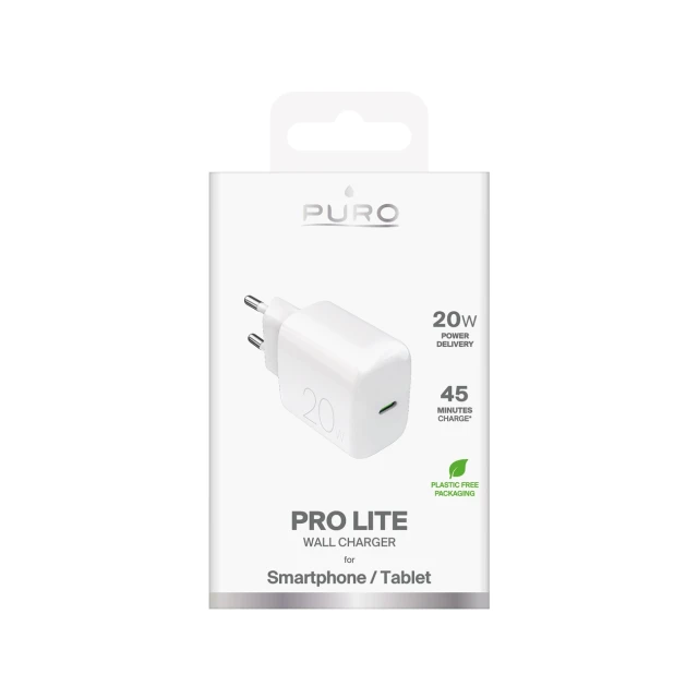 Мережевий зарядний пристрій Puro Prolite 20W USB-C White (8018417498596)