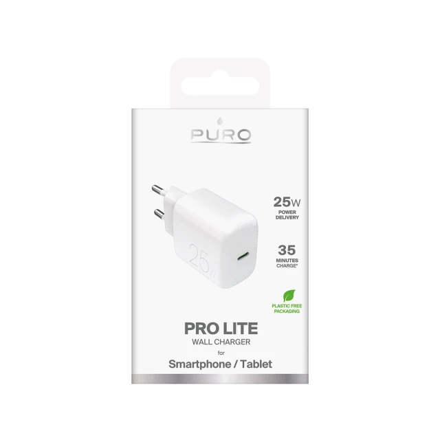 Зарядний пристрій Puro Daily Prolite 25W USB-C Power Delivery White (8018417498602)