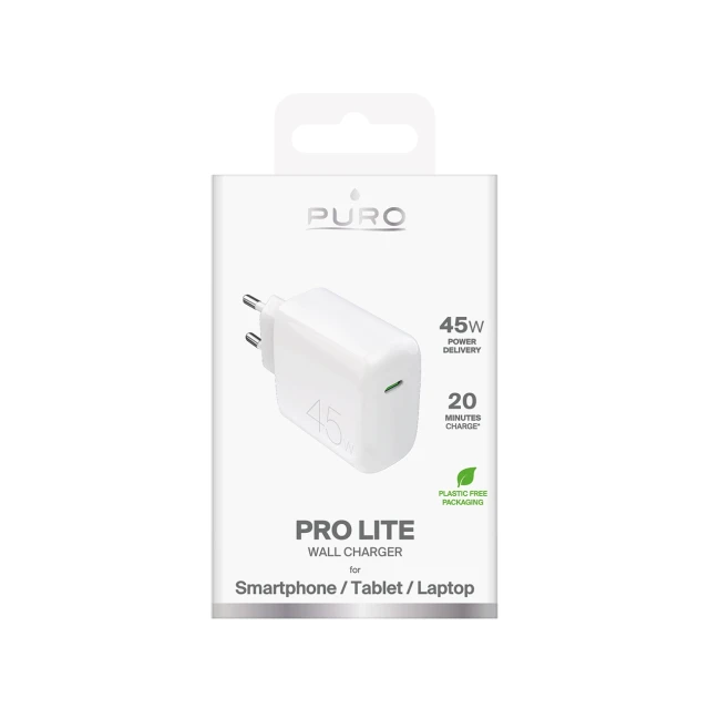 Сетевое зарядное устройство Puro PROLITE 45W USB-C White (8018417498626)