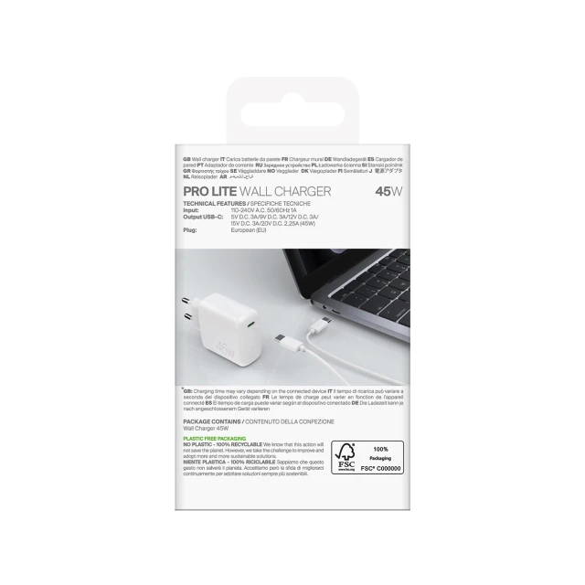 Сетевое зарядное устройство Puro PROLITE 45W USB-C White (8018417498626)