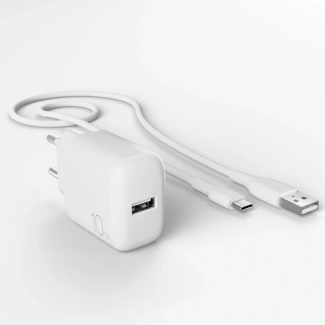 Мережевий зарядний пристрій Puro PROLITE 10W USB-A + кабель USB-A - USB-C 1.2m White (8018417498633)