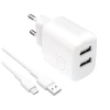 Зарядний пристрій Puro PROLITE 10W 2x USB-A + кабель USB-A - USB-C 1.2m White (8018417498640)