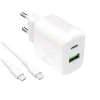Зарядний пристрій Puro PROLITE 25W USB-A/USB-C + кабель USB-C - USB-C 1.2m White (8018417498664)
