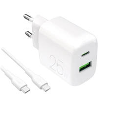 Зарядний пристрій Puro PROLITE 25W USB-A/USB-C + кабель USB-C - USB-C 1.2m White (8018417498664)
