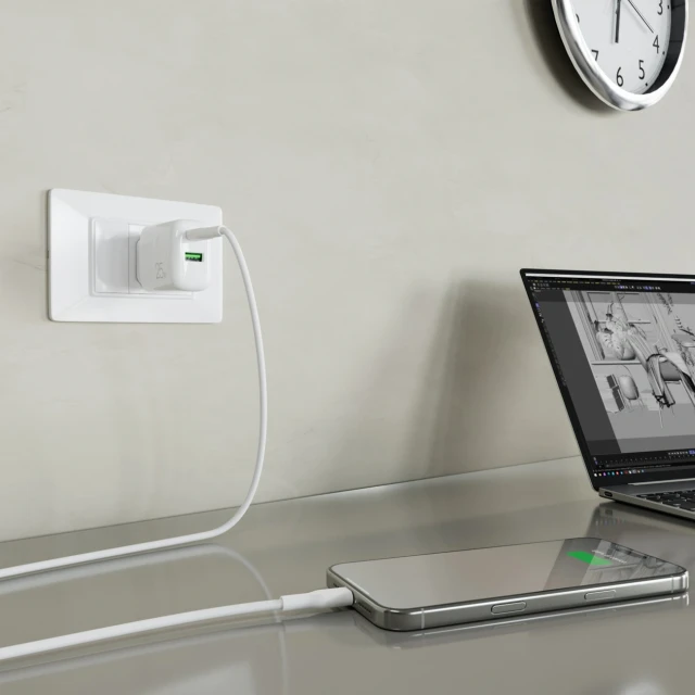 Зарядний пристрій Puro PROLITE 25W USB-A/USB-C + кабель USB-C - USB-C 1.2m White (8018417498664)