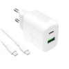 Зарядний пристрій Puro PROLITE 30W USB-A/USB-C + кабель USB-C 1.2m White (8018417498671)