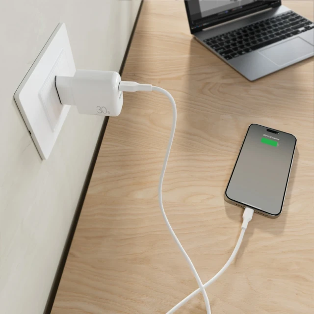 Зарядний пристрій Puro PROLITE 30W USB-A/USB-C + кабель USB-C 1.2m White (8018417498671)