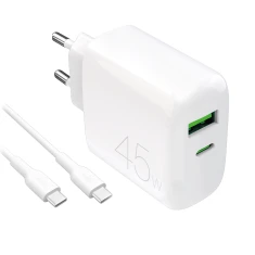 Зарядний пристрій Puro Daily Prolite 45W USB-C USB-A Power Delivery з кабелем USB-C White (8018417498688)