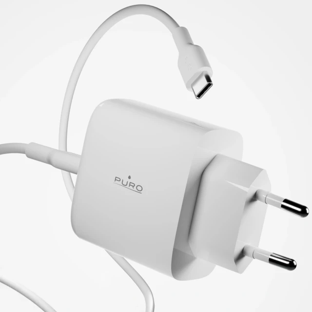 Зарядний пристрій Puro Daily Prolite 45W USB-C USB-A Power Delivery з кабелем USB-C White (8018417498688)