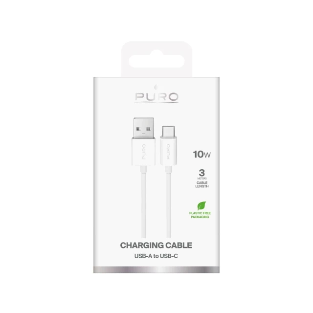 Кабель Puro TPE 10W USB-A - USB-C 3m White (8018417498701)