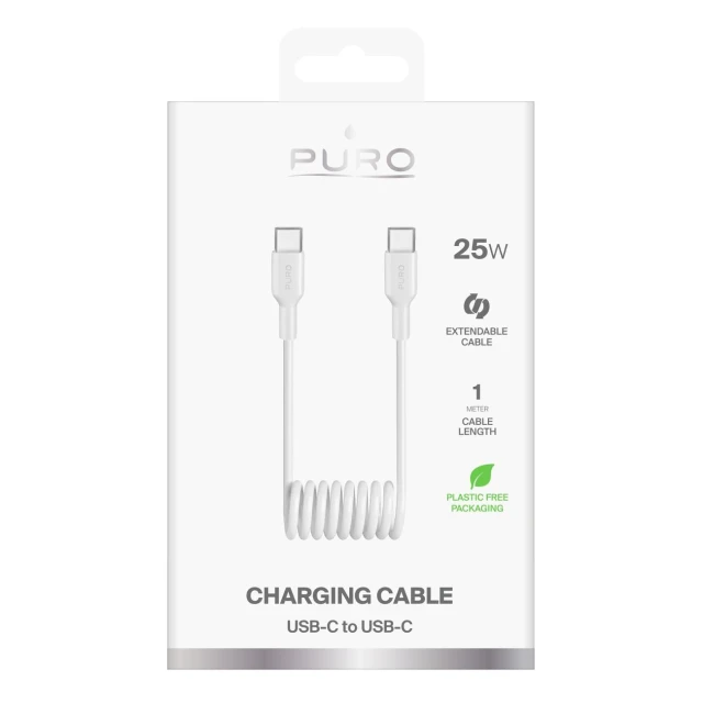 Кабель спіральний Puro 25W USB-C - USB-C 1m White (8018417498800)