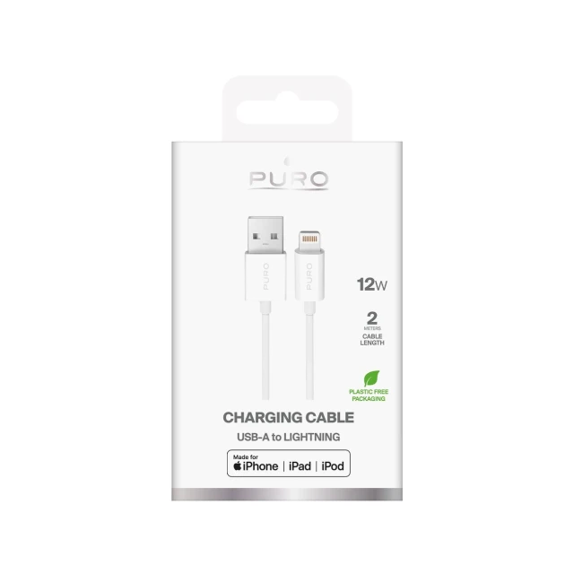 Кабель Puro TPE 12W USB-A - Lightning 2m White (8018417498862)