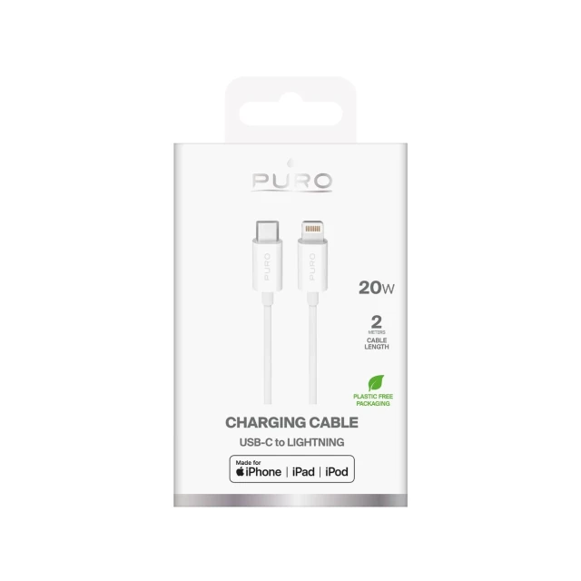 Кабель Puro TPE 20W USB-C - Lightning 2m White (8018417498893)