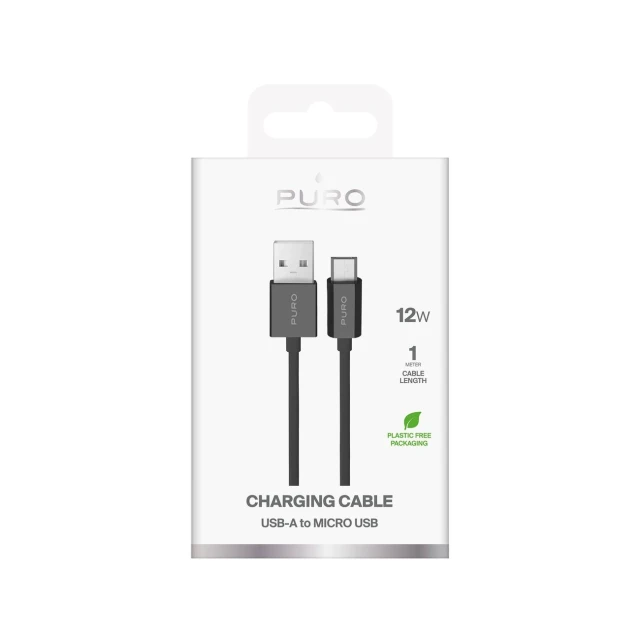 Кабель Puro TPE 12W USB-A - microUSB 1m Black (8018417499067)
