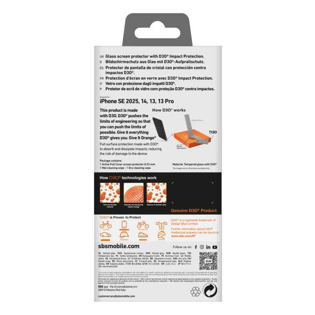 Захисне скло SBS Tempered Glass D3O для iPhone 16e | 17e Clear (8018417499579)