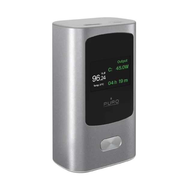 Powerbank Puro 10000mAh 1xUSB-A + 1xUSB-C 45W з дисплеєм Dark Grey (PUFCBB100P10DKGR)