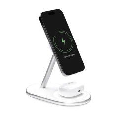 Зарядна станція Puro Wireless Charging Station 2в1 для телефону та навушників White with MagSafe (8018417500381)
