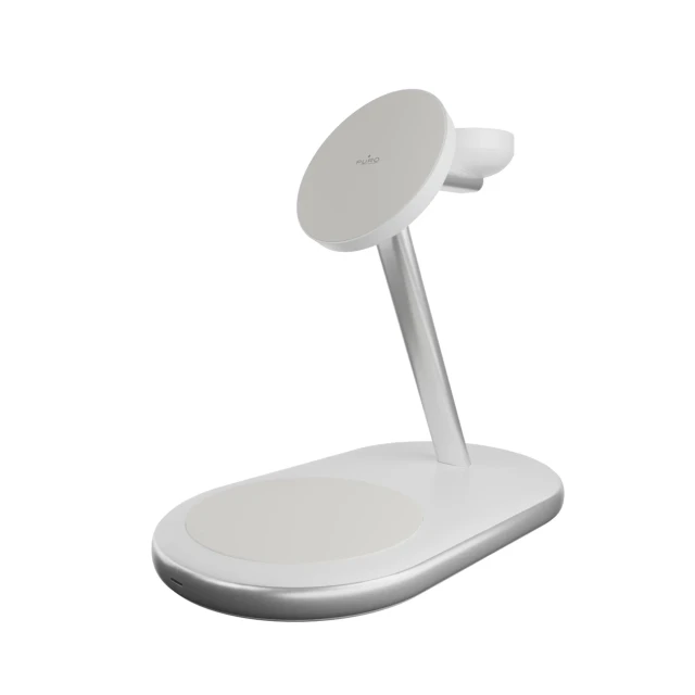 Бездротова зарядка Puro Mag Station 3в1 Qi2 White with MagSafe (8018417500398)